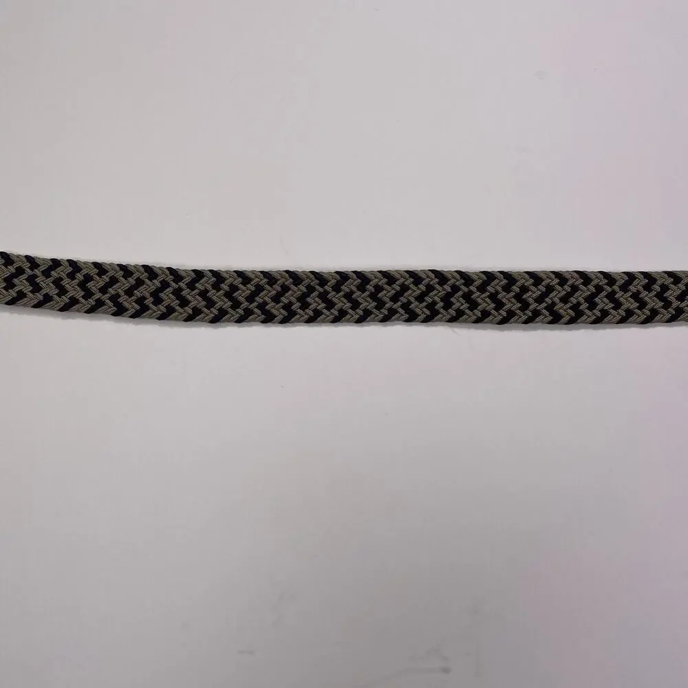 LL Bean Braided Cord Belt Men’s 36 Brown Leather Brass Buckle Cream